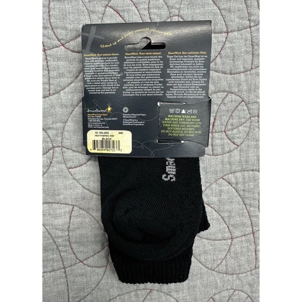 SmartWool Hiking Socks Black Heathered Rib / Mens Medium